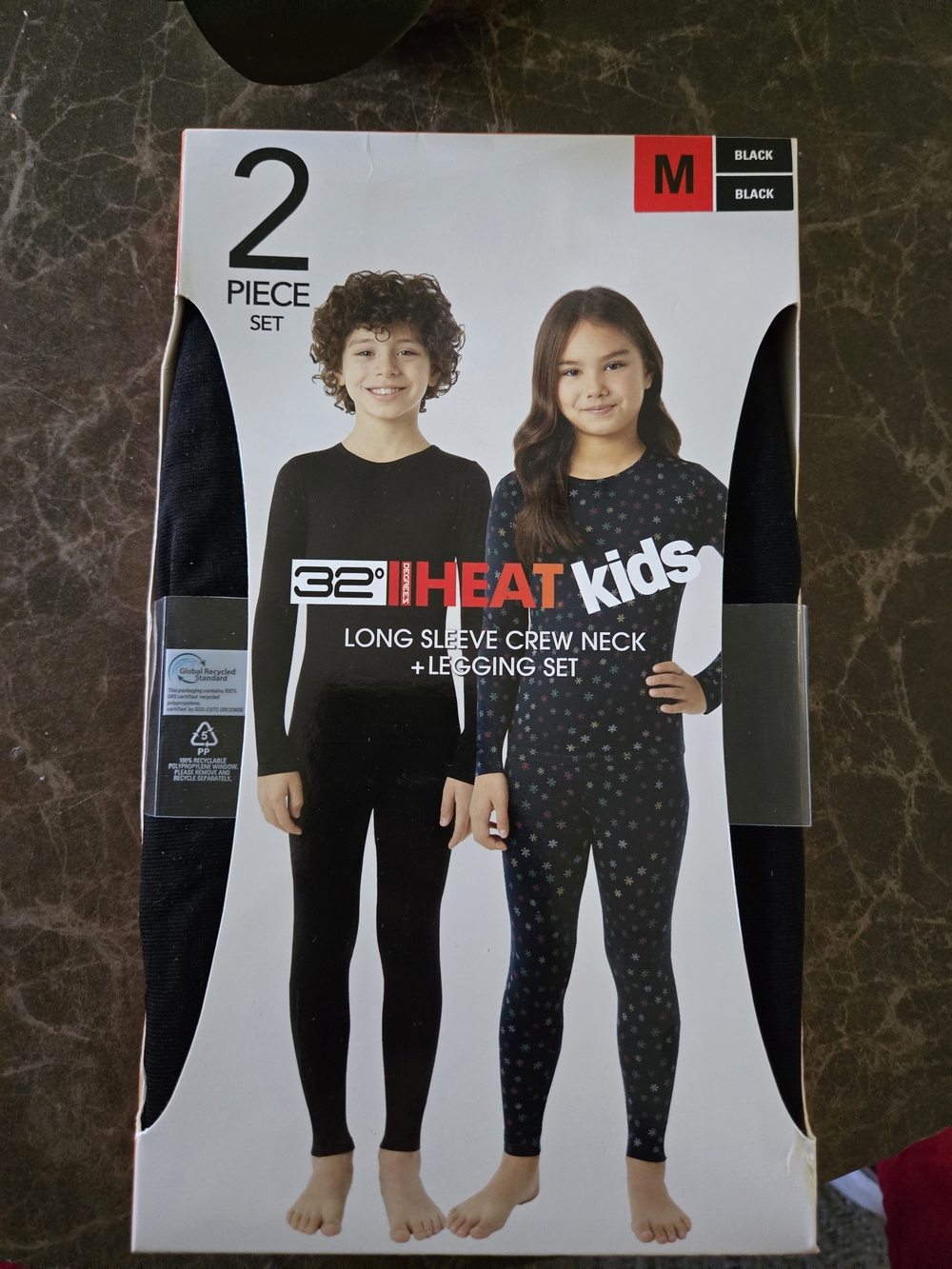 Heat Kids Black Long Sleeve Crew Neck & Legging Set - 2 Piece